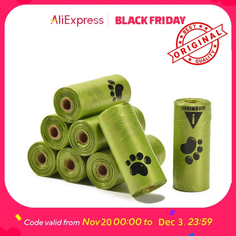 10Pcs Extra Thick Dog Poop Bags (22x30cm), Leak-Proof Paw Print Pet Waste Bags
