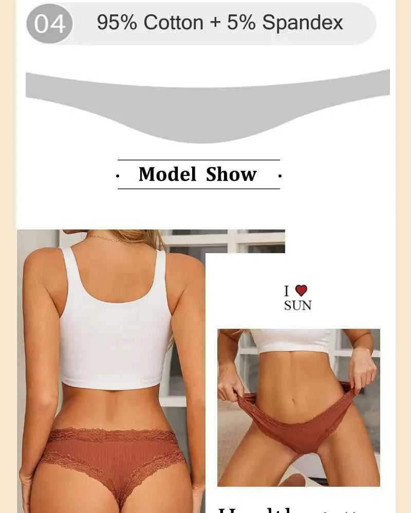 3PCS/Set Women Sexy Lace Panties Cotton Seamless Brazilian Panties Female Sexy Low Rise Soft Underwear G-String Lingerie S-XL