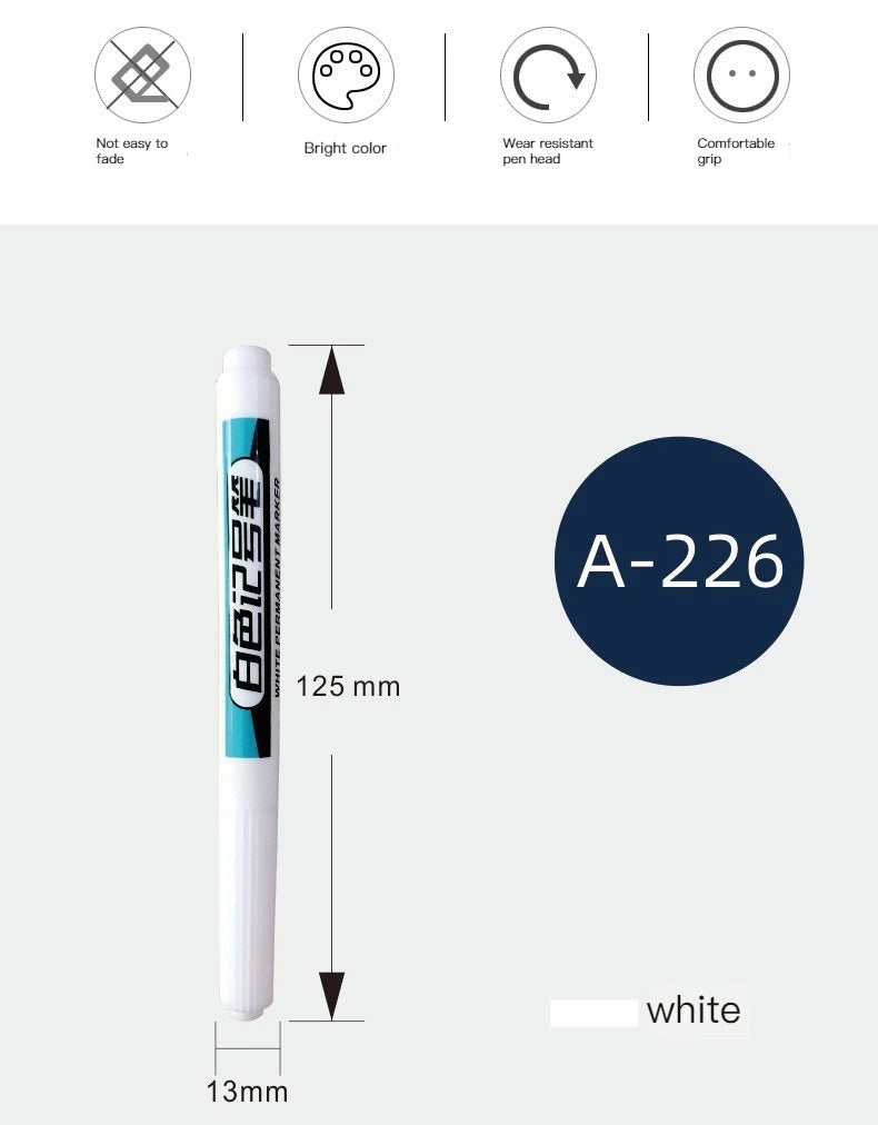 1/3/4Pcs White Permanent Paint Pen set for Wood Rock Plastic Leather Glass Stone Metal Canvas Ceramic Deep Hole Marker 0.7mm