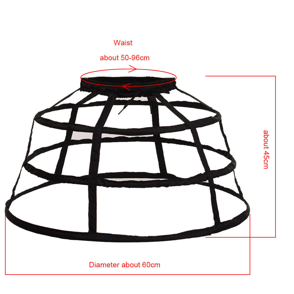 Girls 3 Hoops Crinoline Cage Bustle Petticoat Women Adjustable Pannier for dress