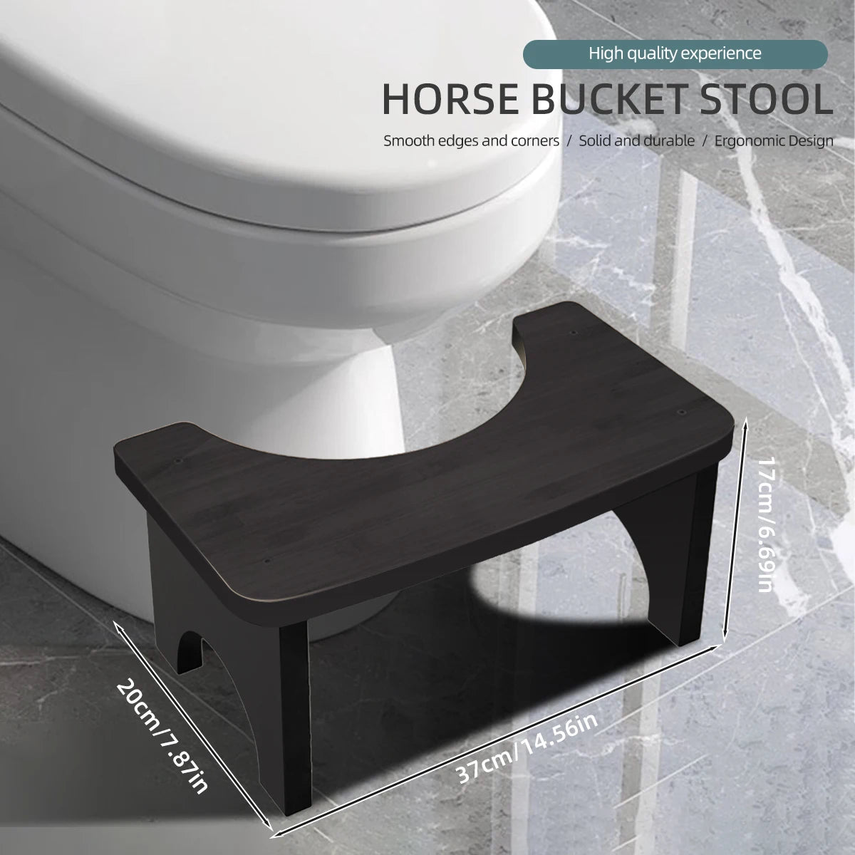 Tabouret de toilette accroupi portable en bambou robuste pour adultes, large et stable, tabouret de pot de chambre, facile à utiliser et à nettoyer, conception portable
