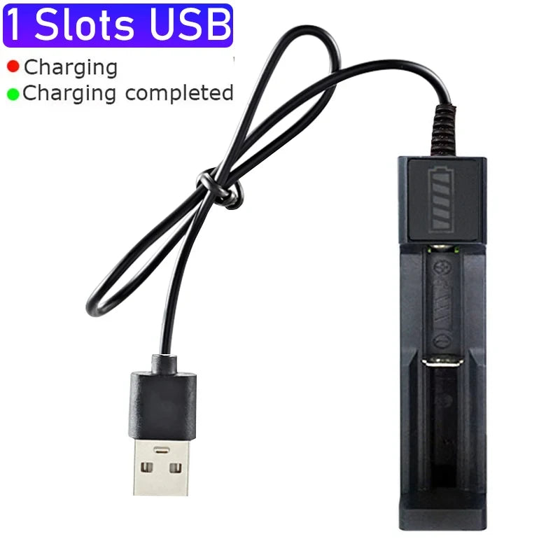 18650 Battery Charger 1/2/4 Slots Dual 18650 Charging 3.7V  Rechargeable Lithium Battery USB Charger For 16340 14500 18650