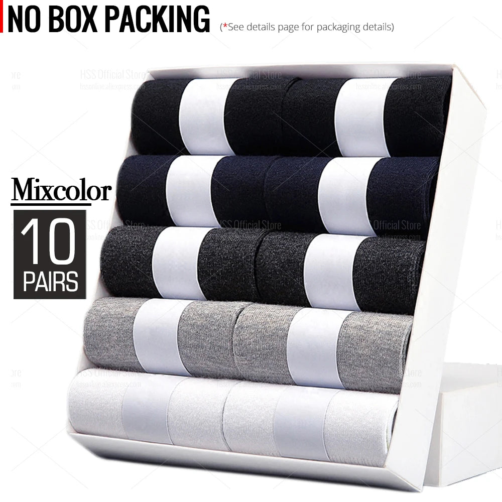 HSS Lot de 5/10 paires de chaussettes en mélange de coton pour hommes, noires, d'affaires, douces, respirantes, pour l'été et l'hiver, grande taille (6.5-14)