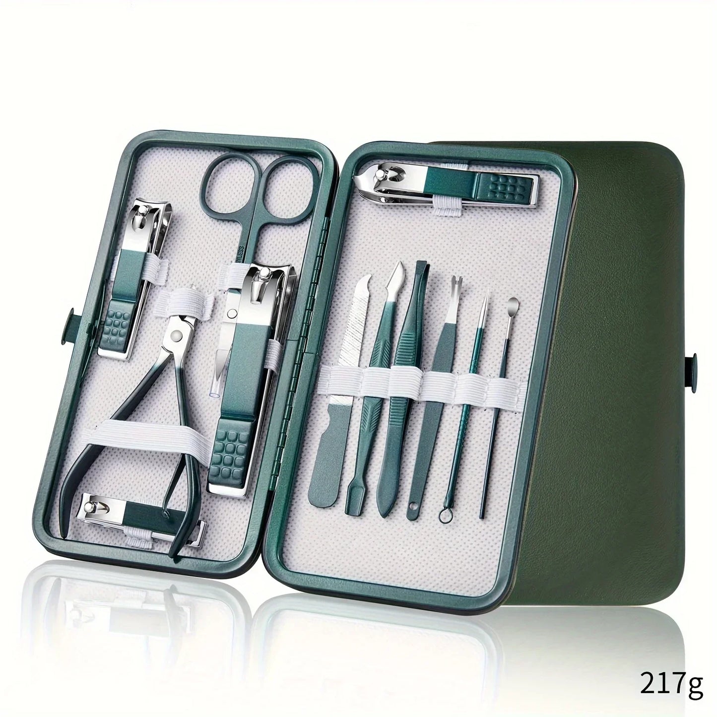 Trousse de manucure et pédicure professionnelle 7/10/12/18 pièces en acier inoxydable, ensemble de coupe-ongles avec étui de voyage