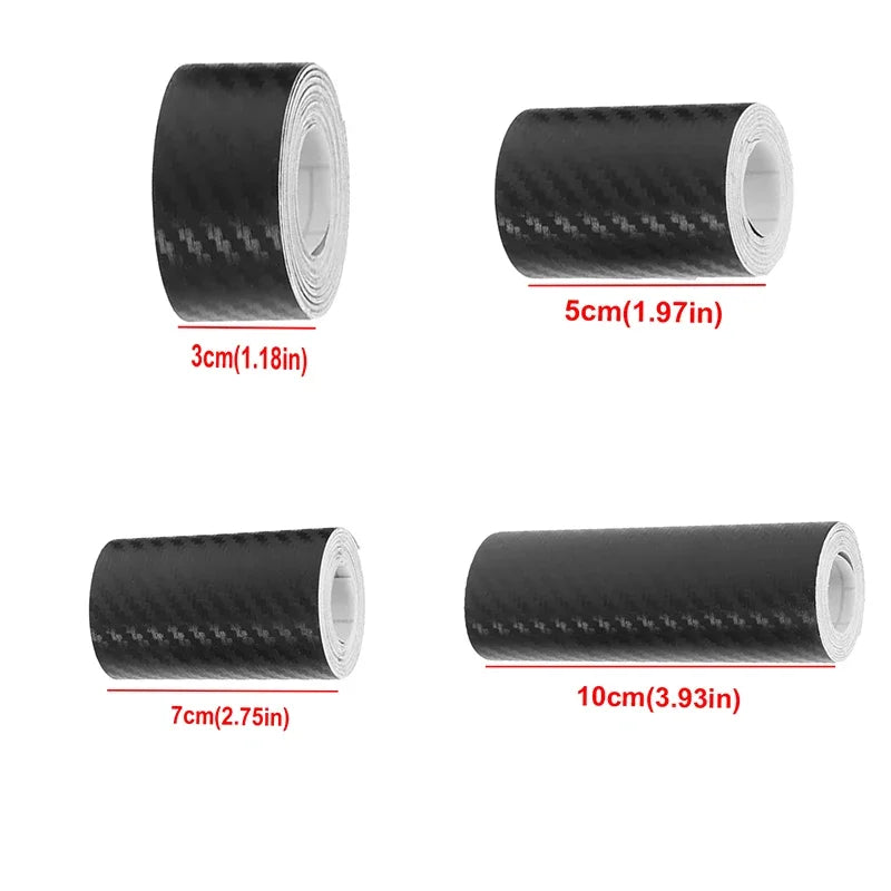 1-10M 3D Car Carbon Fiber Sticker DIY Paste Protector Strip Auto Door Sill Side Mirror Anti Scratch Tape Black Waterproof Film