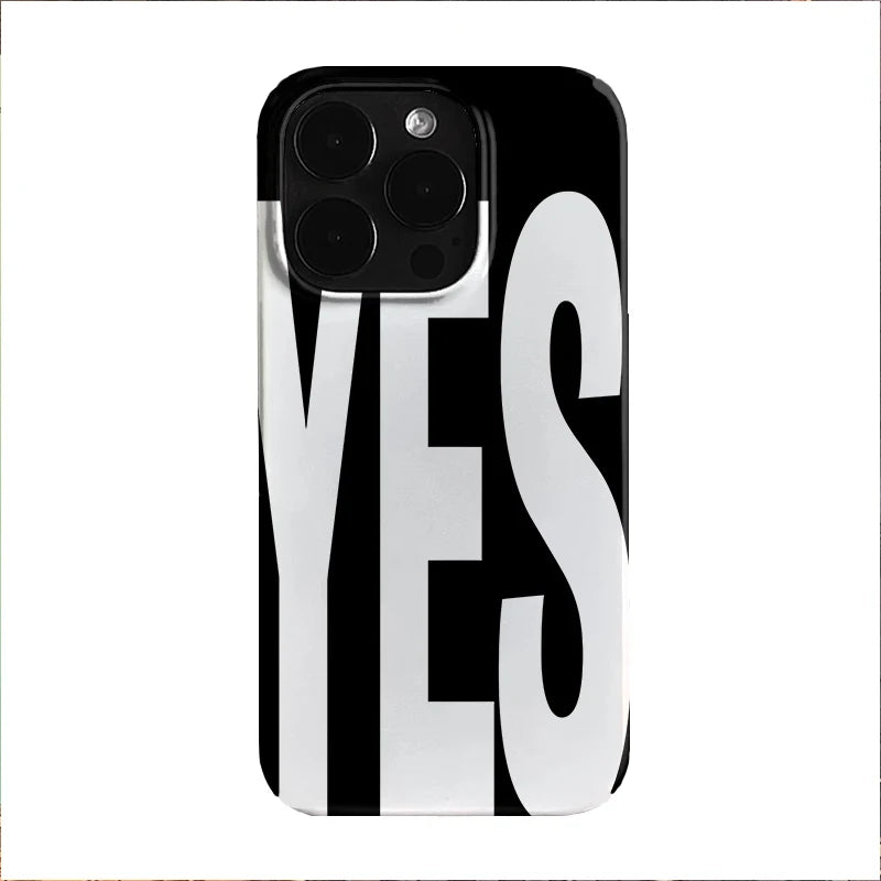 NO And YES Personalized Art Black And White Letters Phone Case For IPhone 16 15 14 13 12 11 Pro Max X XS XR 7 8 Plus Cover Case - Shoppiline