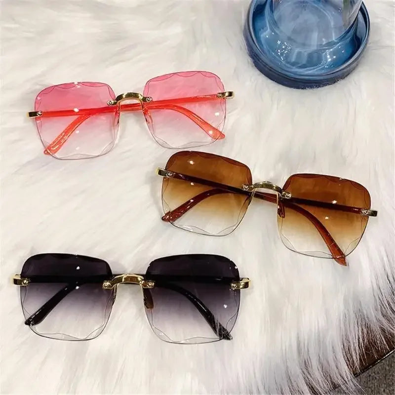 Frameless Sunglasses Y2K Gradient Fashion Korean Hip Pop Anti Ultraviolet Elegant Luxury Outdoor Travel Eyewear Women Unisex