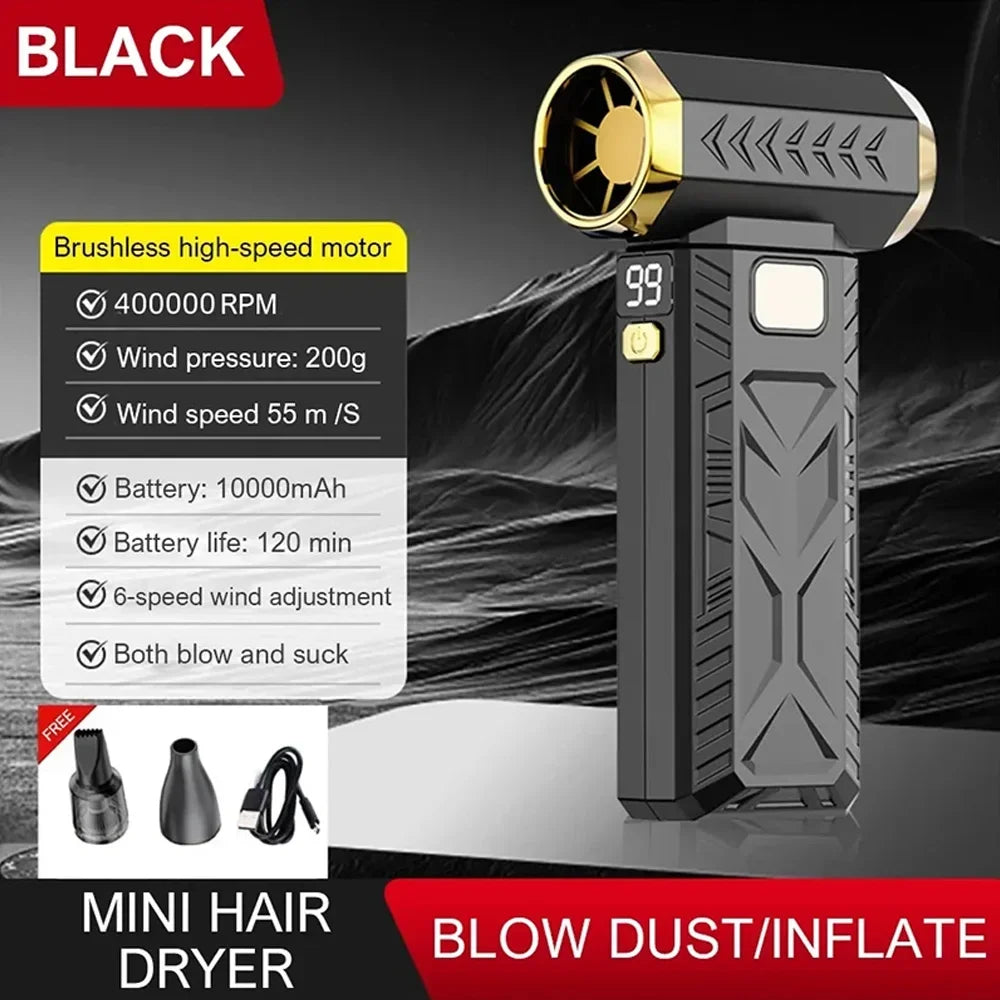 M18 Brushless Turbo Blower Jet Fan 400000RPM Powerful Electric Portable Dust Cleaner 53m/s Type-C Charging Violent Fan - Shoppiline