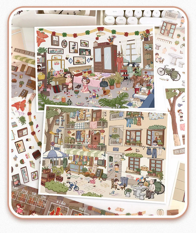 Kawaii convenience store 3D Childhood memories Landscape Sticker DIY Pocket Cabin Scene Halloweengifts