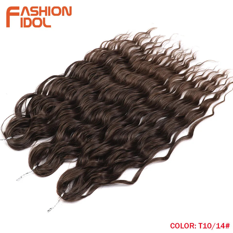 Anna Hair Extensions synthétiques de tresses Loose Deep Wave 24 pouces, cheveux tressés ondulés, cheveux bouclés torsadés au crochet Ombré Blond