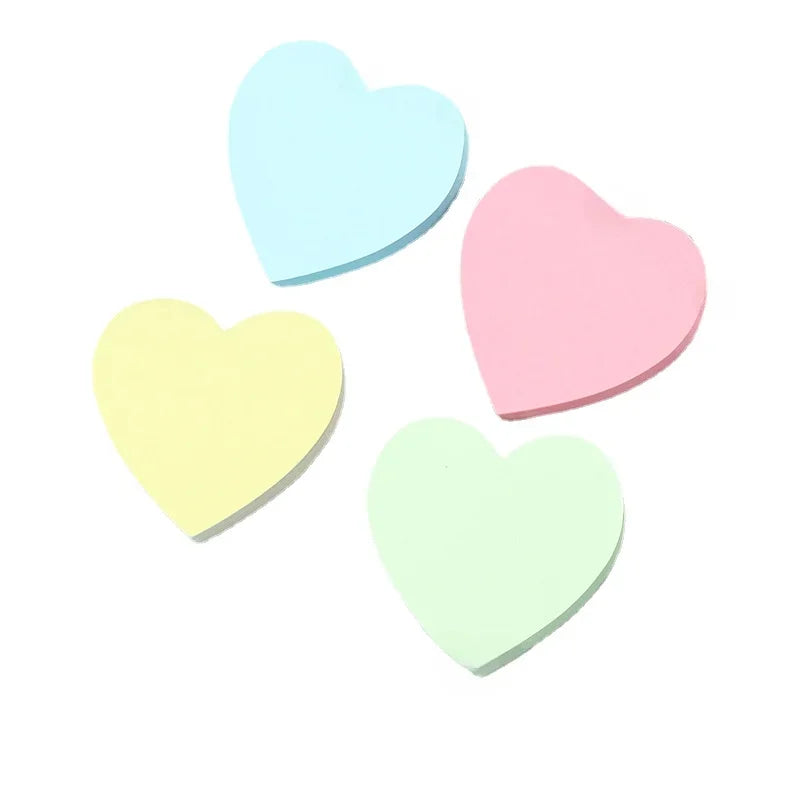 100 Sheets Heart Sticky Notes Notepad Self Sticky Note Pads Notebook Planner Sticker for Office School Stationery Accessories