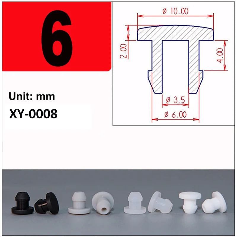 Silicone Rubber Caps T Type Plug Cover Snap-on Gasket Blanking End Seal Stopper 2.5mm-15mm Black/White/Gray/Transparent