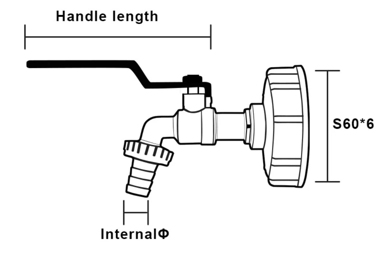 S60x6 Coarse Thread IBC Tank Tap Connecter x 1/2'' 3/4'' Water Coupling Adapter 1000L Garden Home Replacement Valve Fitting