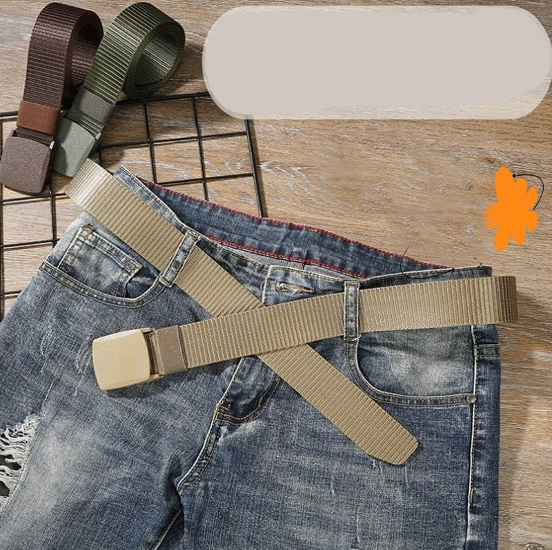 38mm Tactical Waist Belt Unisex Lightweight Weave Fabric with Plastic Buckle for Airport Security Men Women Camouflage Style