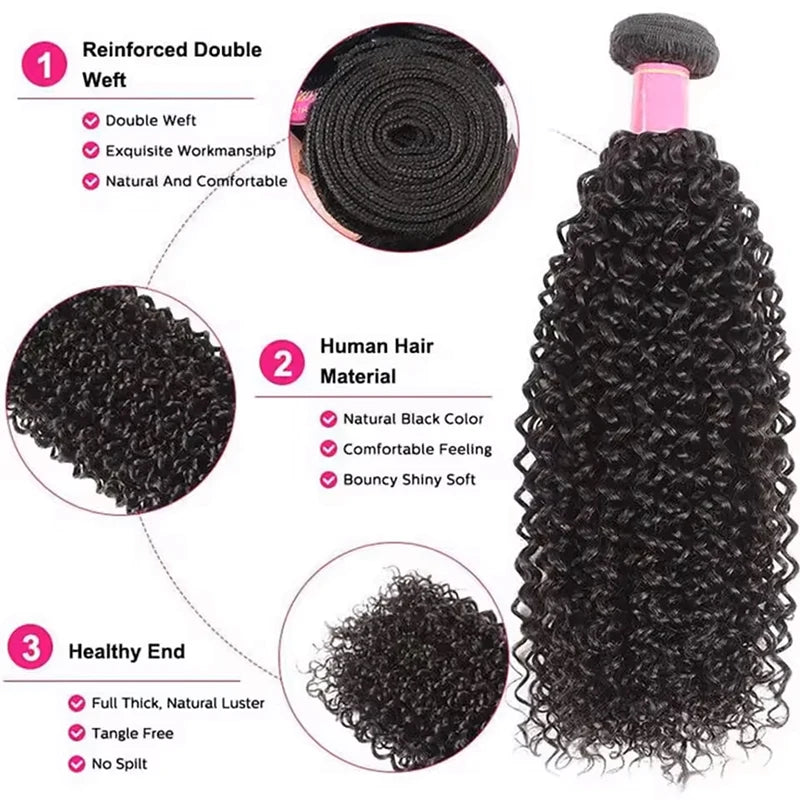 12A 10-38 Inch Natural Color Jerry Curly Human Hair Bundles And Weaves Unprocessed Brazilian Human Hair Weave Bundles 1/3/4PCS Raw Hair Bundles Weave Extensions Hair Extensions Materials For Women Natural Black Soft And Silky