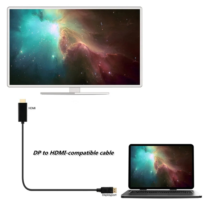 Dp To HDMI-compatible Cable 1.8m 1080 HD Adapter Cable Computer Monitor Cable Converts Large Dp To Hdmi For PC Laptop Projector