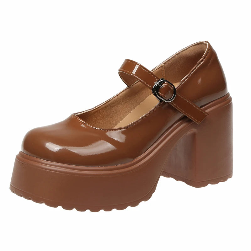 Schwarze Super High Heels Mary Jane Schuhe Damen 2026 Goth Chunky Plateaupumps Damen Übergröße Knöchelschnalle Party Lolita Schuhe 42