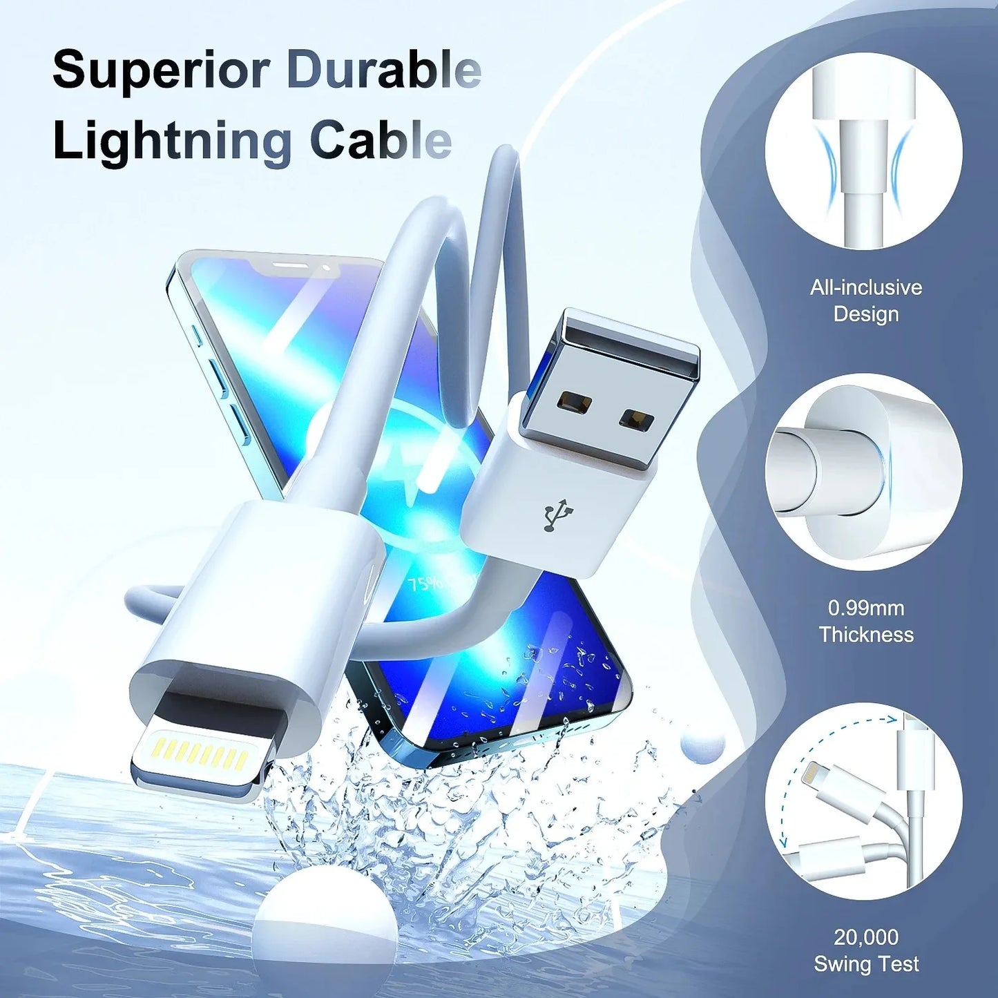 Xiao mi PD3.0 20W Lightning Cable Suitable for Apple 14 13 12 11 Pro Max X XR XS 8 7 Fast Charger USB Type-C Phone Accessories