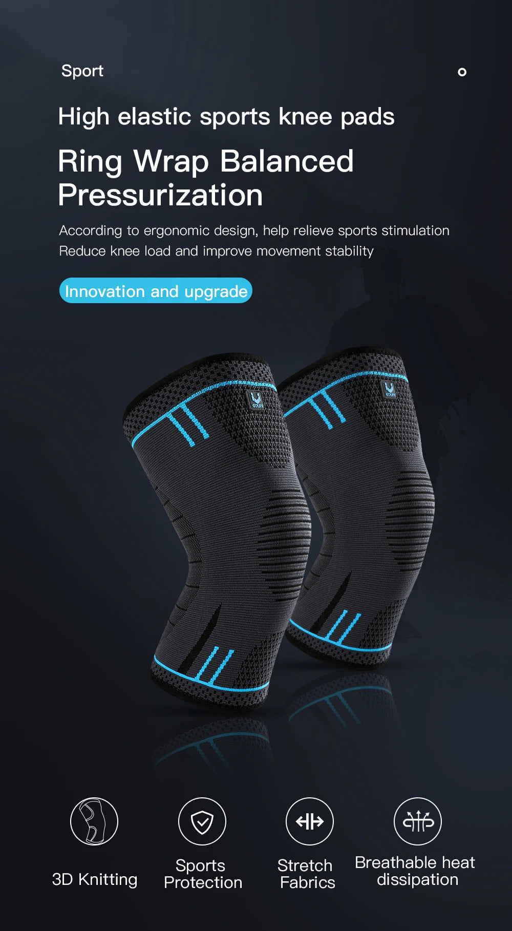 1 Pc Elastic Breathable Compression Knee Support Sleeve for Basketball Running Cycling
