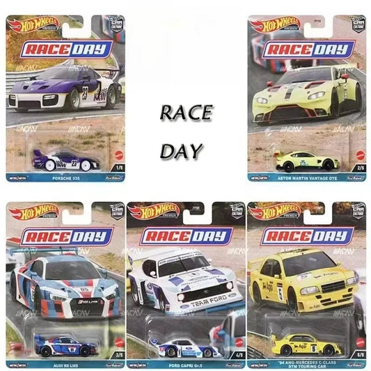 Original Hot Wheels Premium Models Car Culture Race Day Canyon Real Riders Audi Ford Mercedes C-class Toys for Boys 1/64 Vehicle
