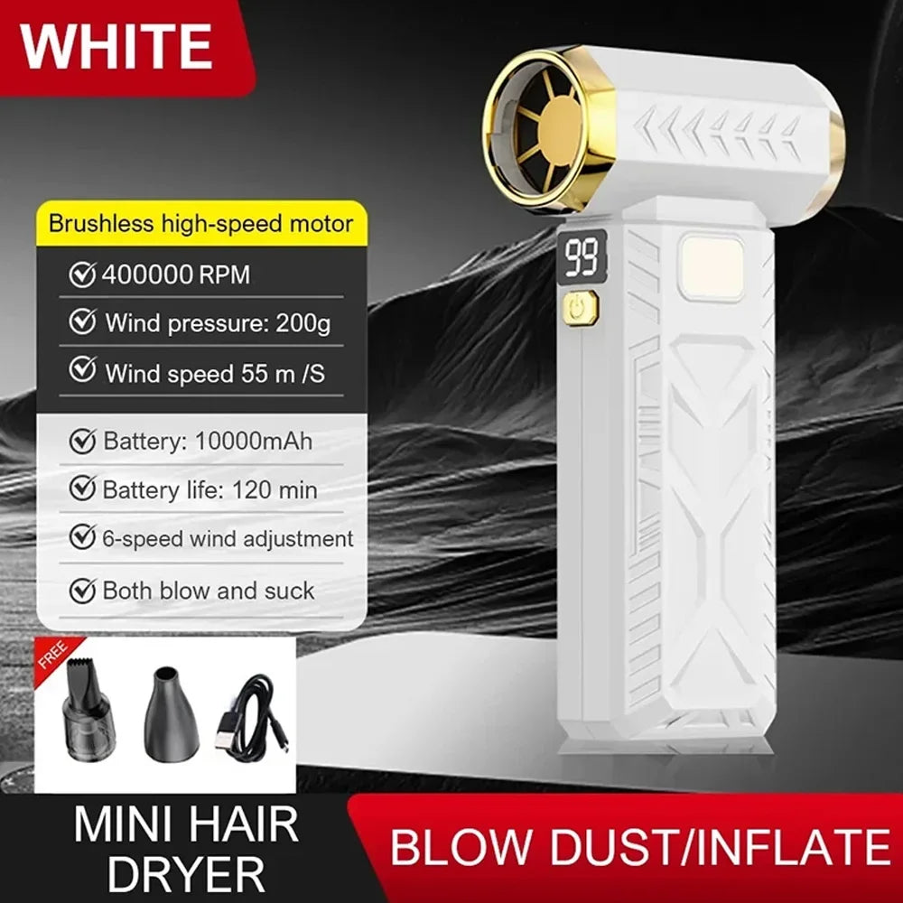 M18 Brushless Turbo Blower Jet Fan 400000RPM Powerful Electric Portable Dust Cleaner 53m/s Type-C Charging Violent Fan - Shoppiline