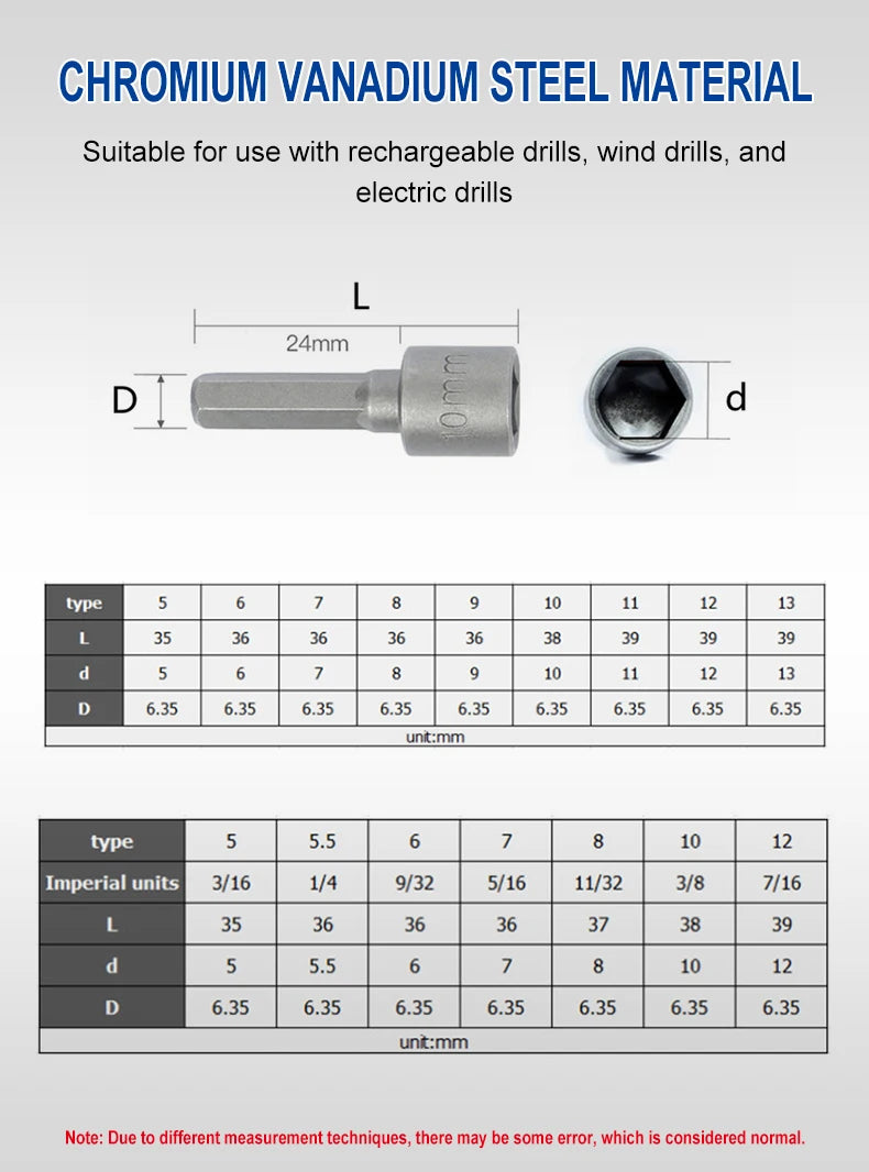 Powerful Socket Inner Hexagonal Wrench Hexagonal Handle Screwdriver Socket Extension Rod Pneumatic Screwdriver Insert Tool Set