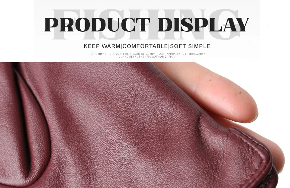 Women's sheepskin gloves winter warm plus velvet short thin touch screen driving color women's leather gloves good quality -2226