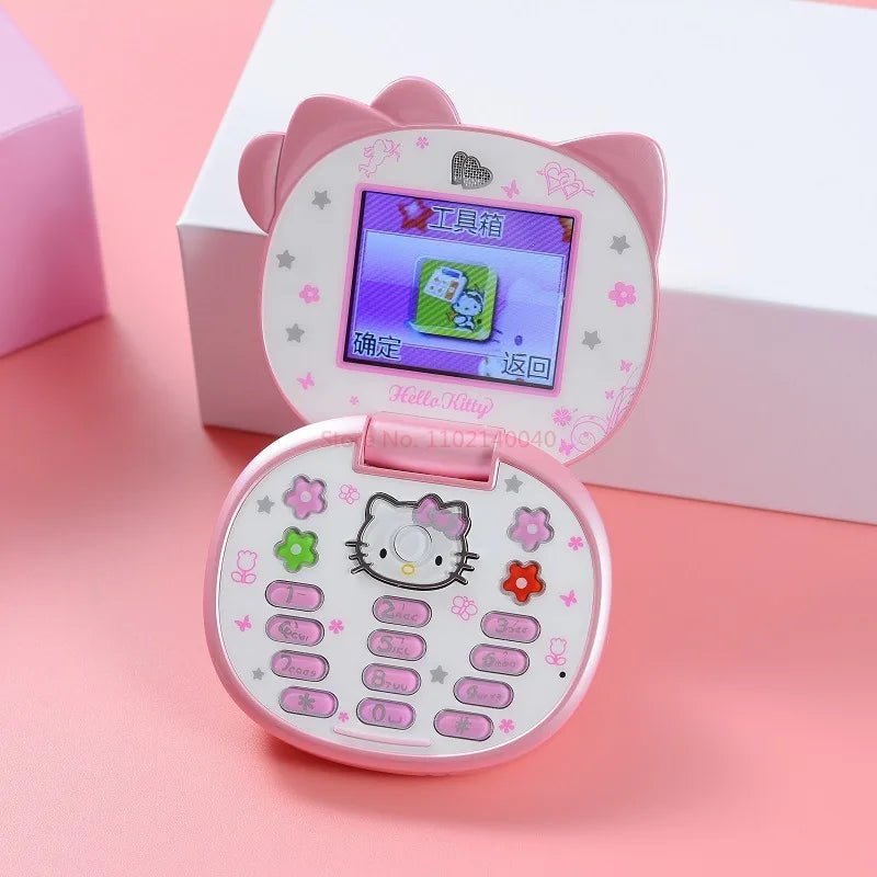 New K688 Hello Kitty Cute Mini Girl Mobile Phone With Flip Cartoon No Lock Children Dual Card Mobile Phone Kids Gift Kawaii Toys