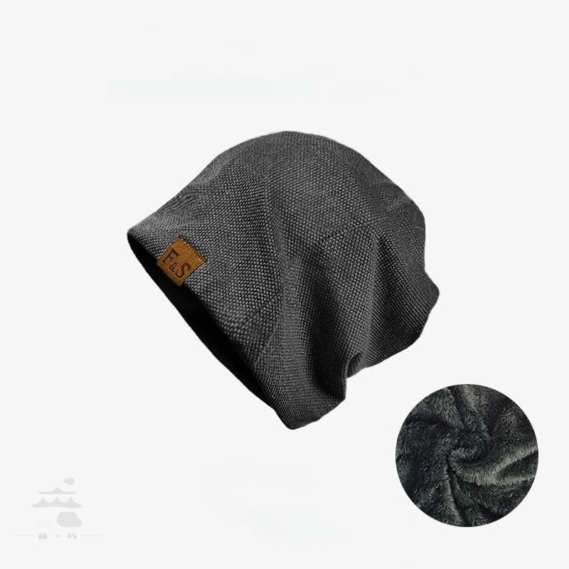 Pile pile hat, casual knitted hat, spring and autumn winter velvet addition, men's and women's outdoor Baotou pullover hat