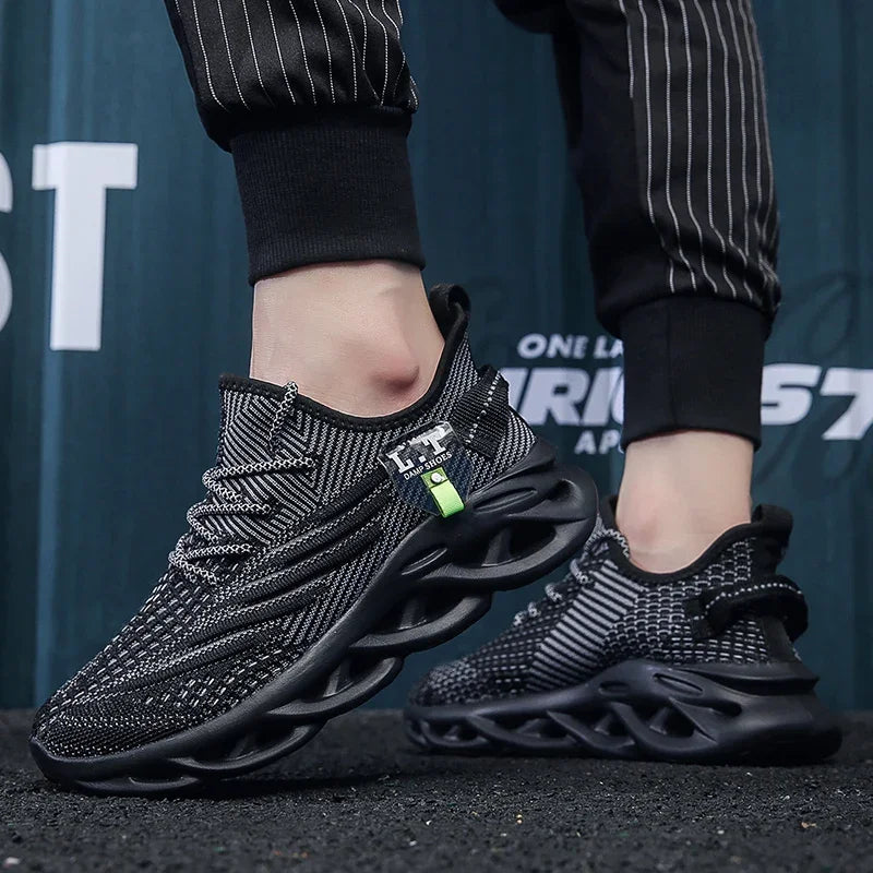 YRZL Men Sports Running Black Jogging Shoes Casual Sneakers Outdoor Breathable Mesh Women Light Shock-absorption Sneakers Men - Shoppiline