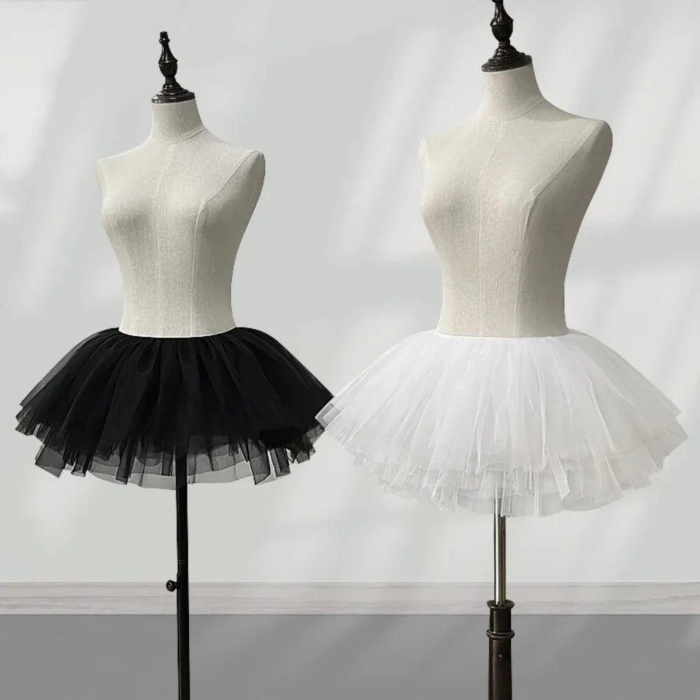 Convenient White Black Puffy Tulle Lolita Underskirt Women Cosplay Ballgown Kids Bridal Boneless Petticoats Tutu Dress