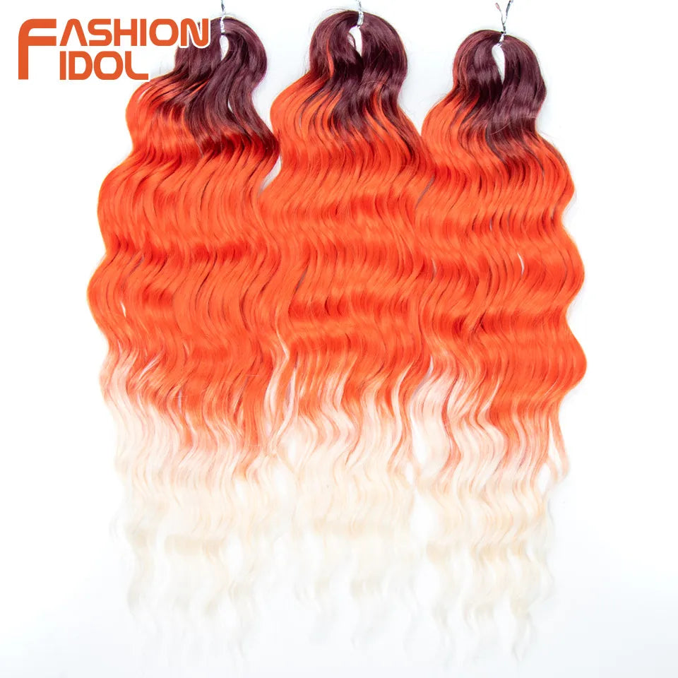 Anna Hair Extensions synthétiques de tresses Loose Deep Wave 24 pouces, cheveux tressés ondulés, cheveux bouclés torsadés au crochet Ombré Blond
