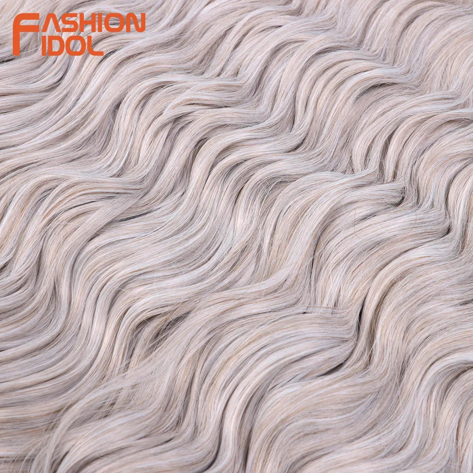 Anna Hair Extensions synthétiques de tresses Loose Deep Wave 24 pouces, cheveux tressés ondulés, cheveux bouclés torsadés au crochet Ombré Blond