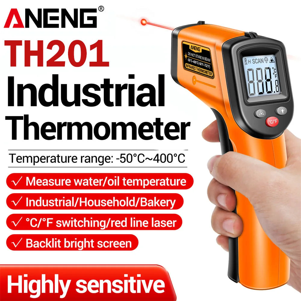 ANENG TH201 Thermometer Celsius Display Digital Infrared Thermometer Highly Sensitive Non-contact Temperature Measuring Gun Tool - Shoppiline