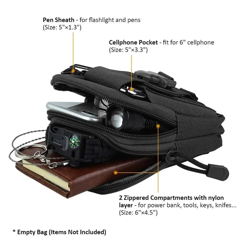 Molle Pouch Multipurpose Waist Bag Tactical Holster Waist Belt Pack Wallet Pouch Purse Phone Case