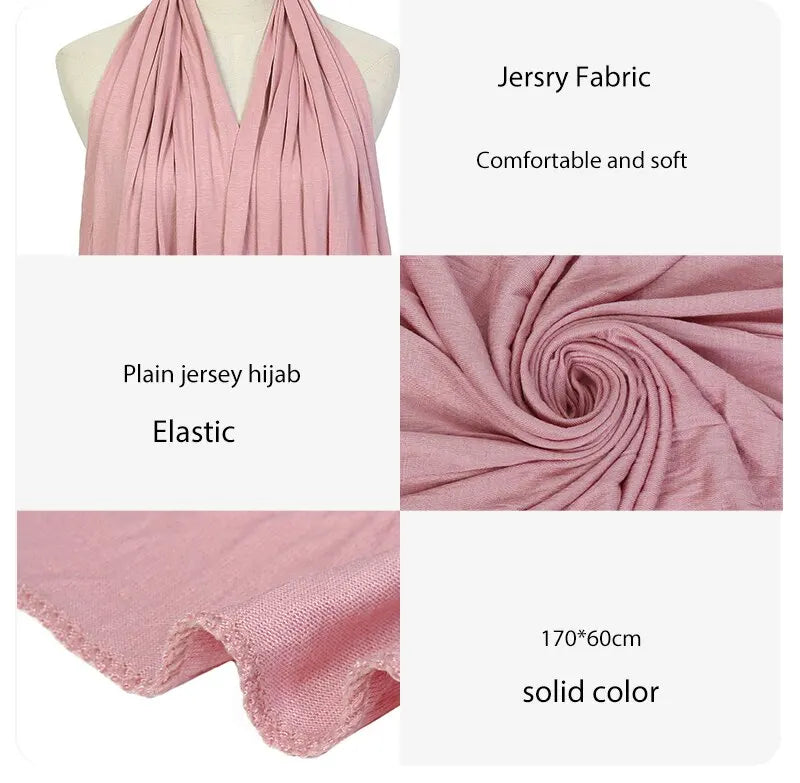 Modal Cotton Jersey Hijab Scarf For Women Stretch Shawl Plain Muslim Headband Fashion Solid Color Long Muffler 170*60cm
