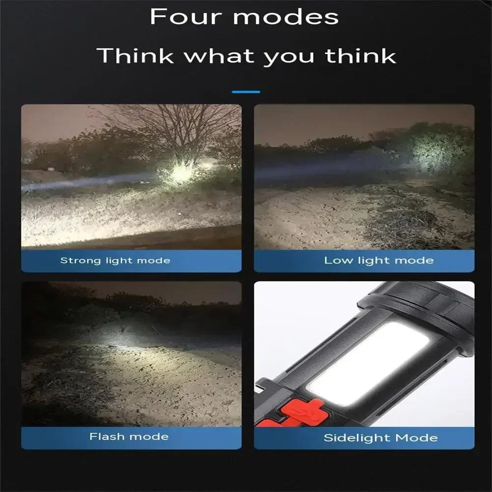5 LED High Power Led Flashlights Rechargeable Camping Torch 5 Lighting Modes For Outdoor Camping Adventure Lamp with Side Light