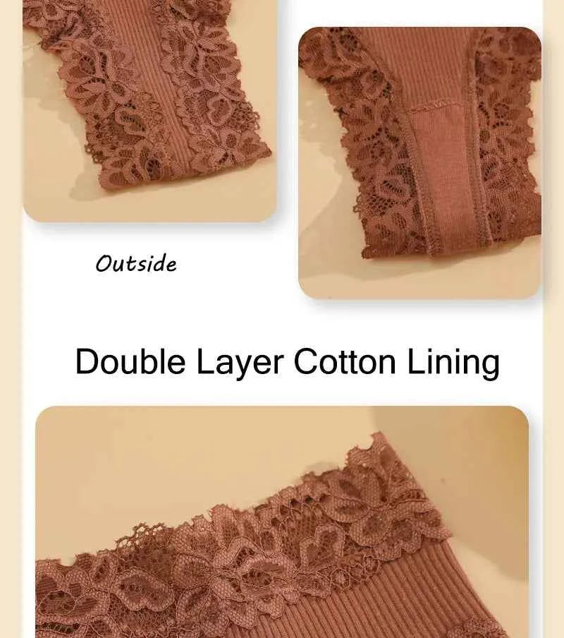 3PCS/Set Women Sexy Lace Panties Cotton Seamless Brazilian Panties Female Sexy Low Rise Soft Underwear G-String Lingerie S-XL