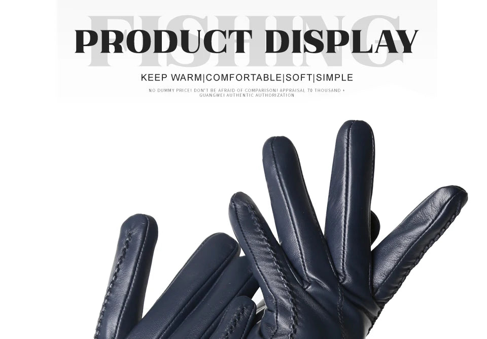 Women's sheepskin gloves winter warm plus velvet short thin touch screen driving color women's leather gloves good quality -2226