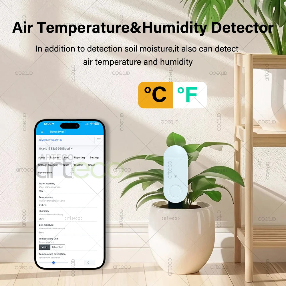 Zigbee Soil Moisture Sensor Temperature Humidity Luminance Detection Smart Soil Tester Moisture Sensor For Tuya APP Zigbee2MQTT
