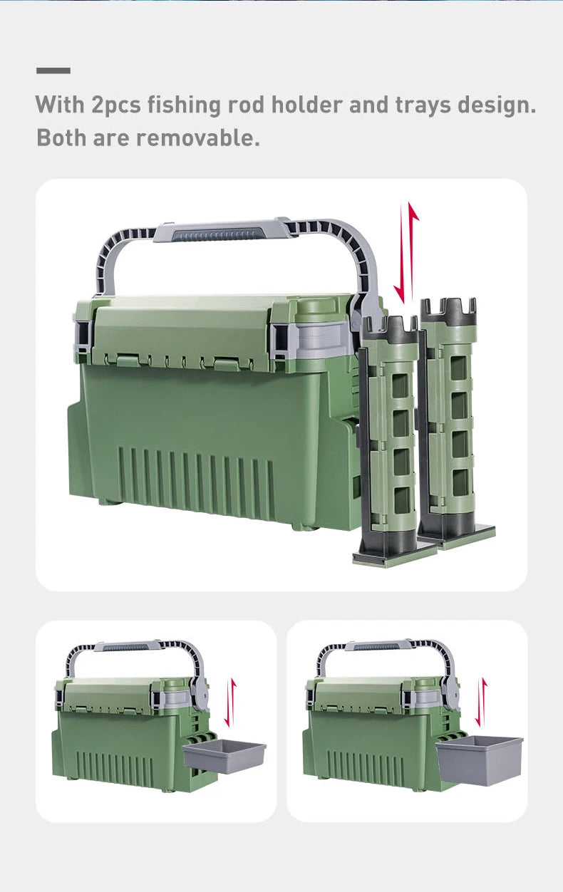 Large Fishing Tackle Box Multifunction Capacity Stand Rod Holder Cup Holder High Quality Plastic Egi Box Fishing Box - Shoppiline