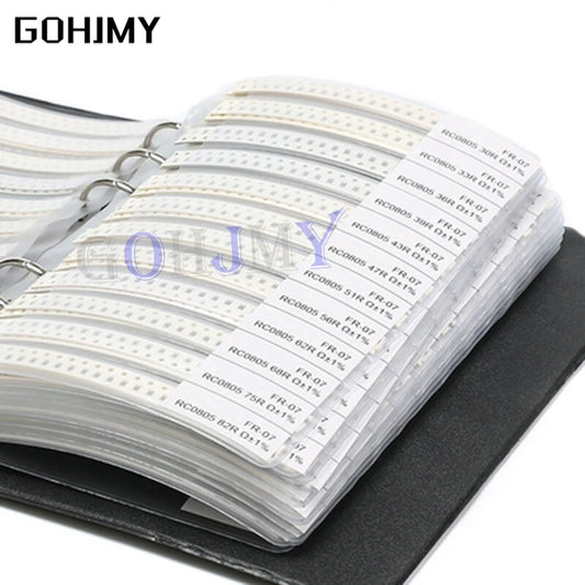 4250PCS 8500PCS 8850PCS 0201 0402 0603 0805 1206 GOHJMY Resistor Sample blank Book 1% SMD Assorted Kit 10K 100K 200K 1K 1R 100R - Shoppiline