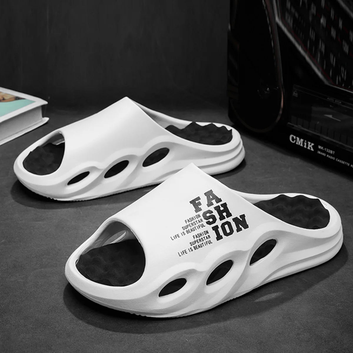 Men Fashion Massage Slippers Indoor/Outdoor Sandals Beach Flip Flop Thick Sole Male Slides Summer Non-Slip Men Shower Slippers - Shoppiline