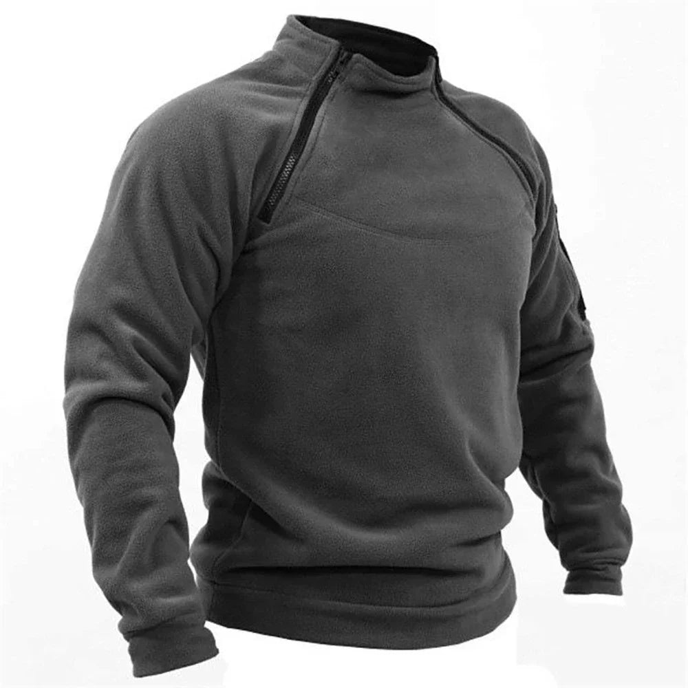 Taktische Hoodies für Herren, Militär-Outdoor-Pullover, Langarm-Pullover mit Reißverschluss, Fleece, winddicht, Thermo, für Wandern, Camping, Armee