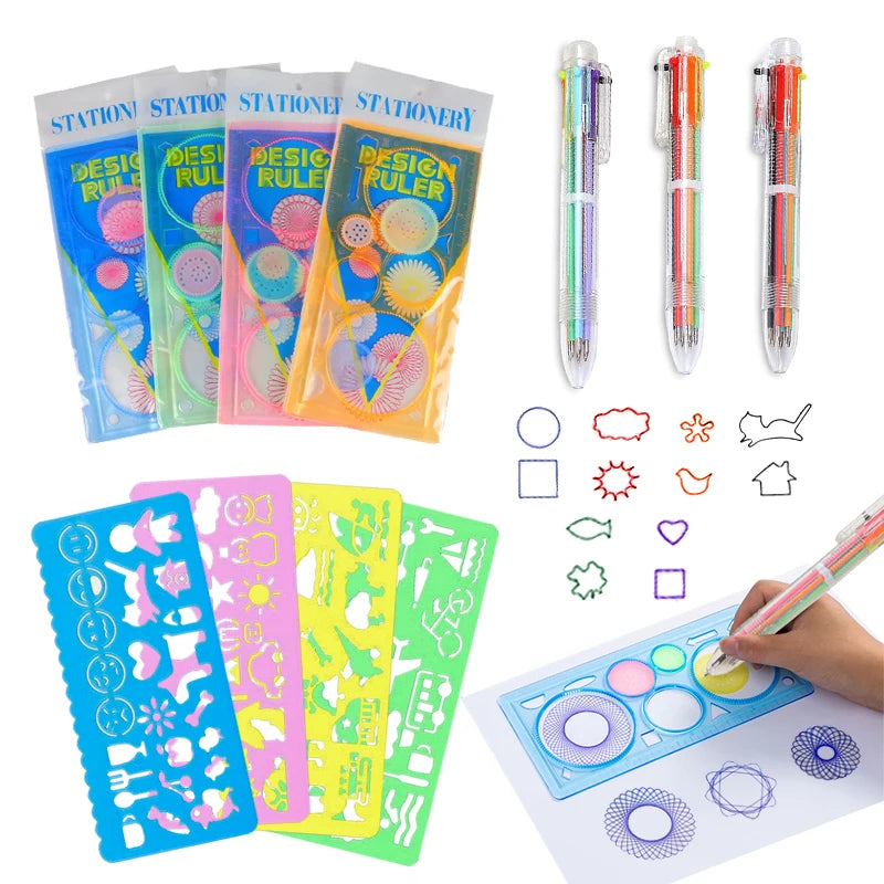 Spirograph Art Drawing Ruler Children DIY Handmade Painting Template Multifunctional Cartoon Color Developmental Toys Gifts TMZ