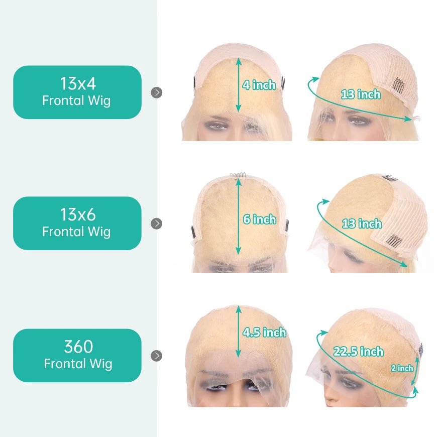 13x4 13x6 360 HD Transparent 613 Honigblond Farbe Spitze Front Echthaar Perücken für Frauen Rohes brasilianisches glattes Lace Frontal Perücke