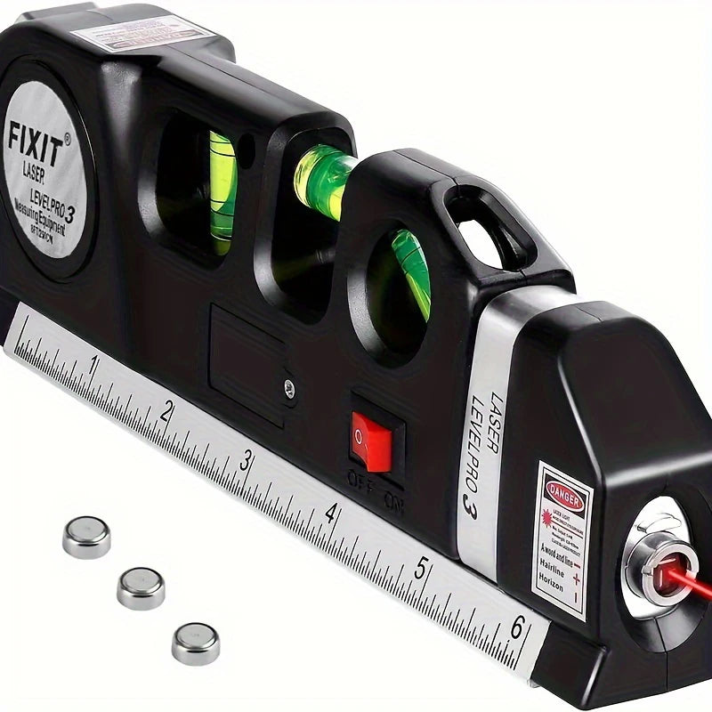 HOMEFISH Easy to Use Laser Level Line Tool Multipurpose Laser Level Kit Standard Cross Line Lase 8 Feet Measure Tape Ruler - Shoppiline