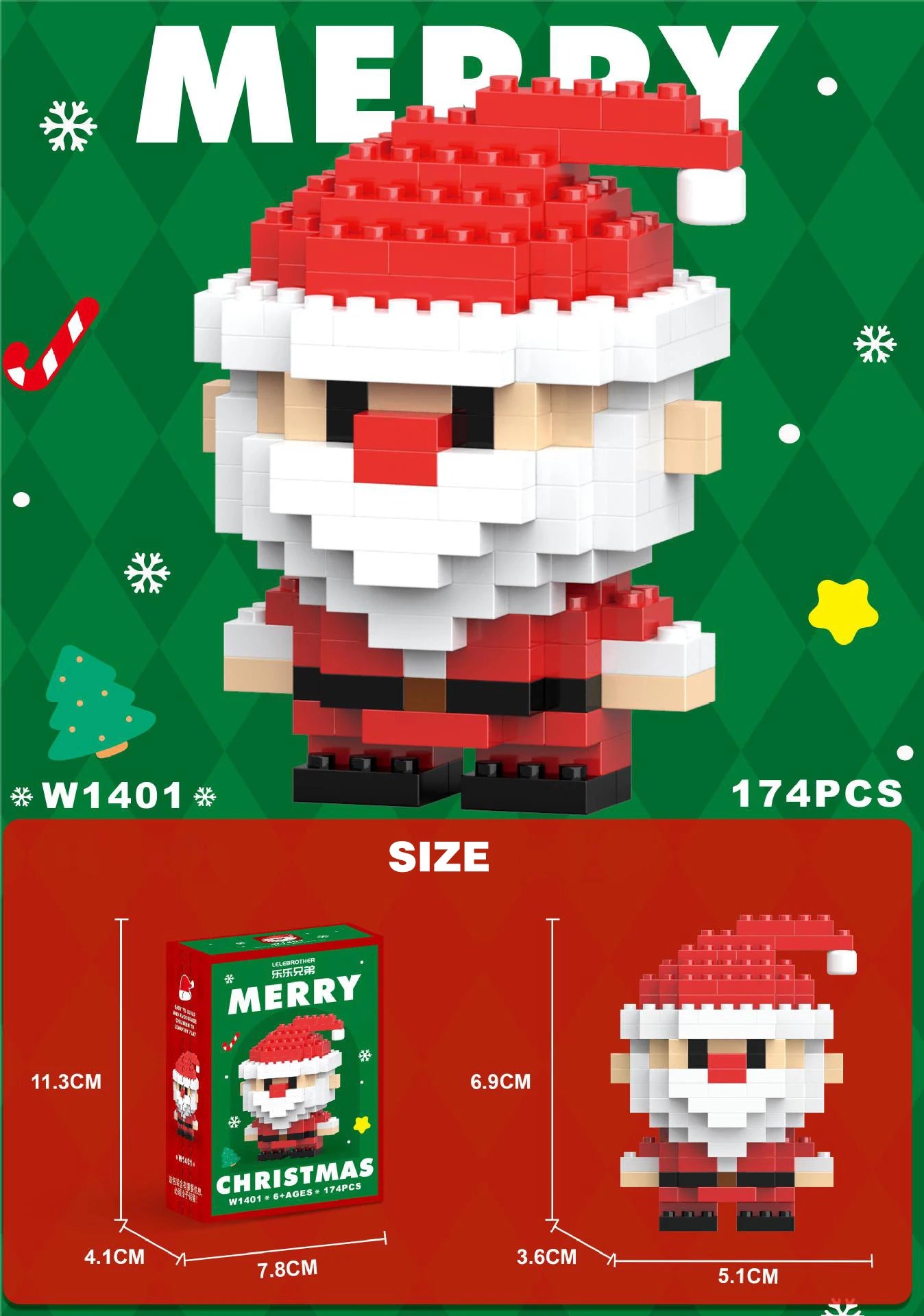 DIY Christmas Santa Claus Building Blocks Set Christmas Themed Brick Ornaments Mini Block Figures Christmas Birthday Gifts