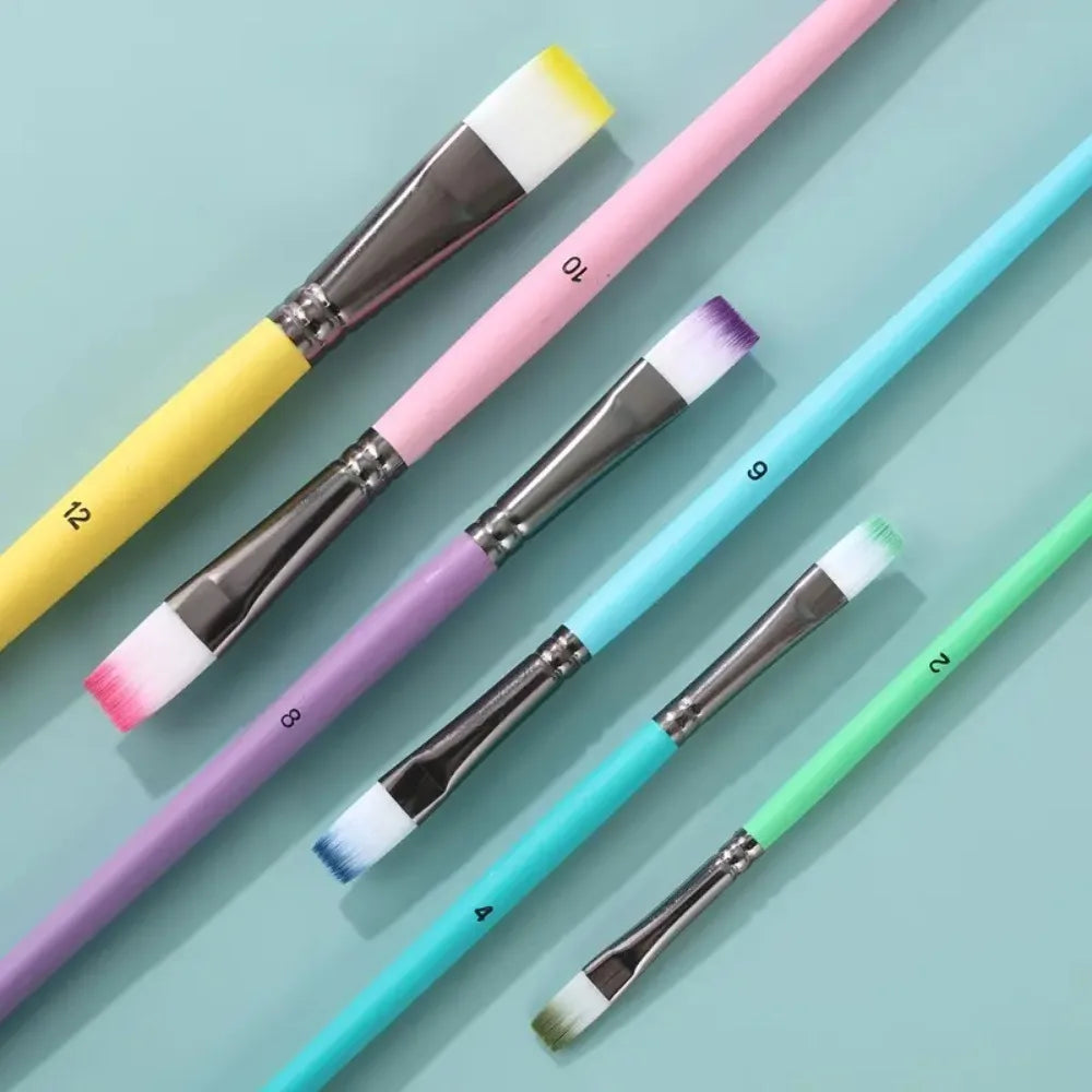 6Pcs Professional Paint Brushes Set, Artist Paintbrush, Easter Egg Brush, Art Painting Supplies, Nylon Round Pointed Flat for Acrylic