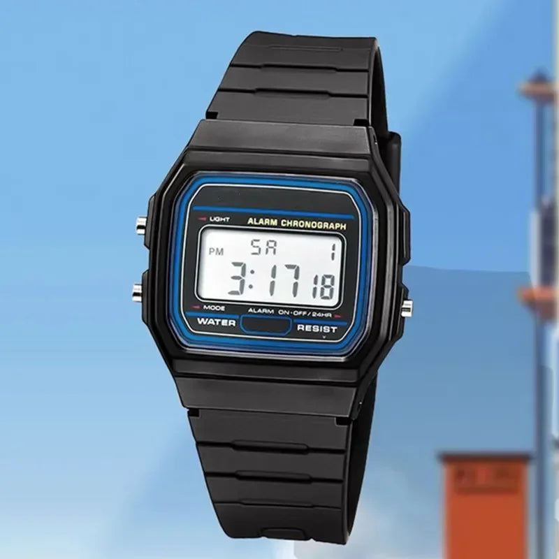 Montre de sport LED Fashion Square pour hommes, montre-bracelet numérique à bracelet en silicone décontracté, montre électronique minimaliste